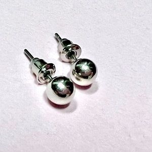 Silver tone ball post earrings